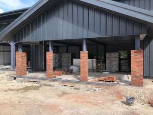 Showroom entrance pillars to start to go up.