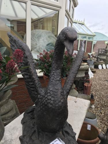 Large bronze swan garden statue