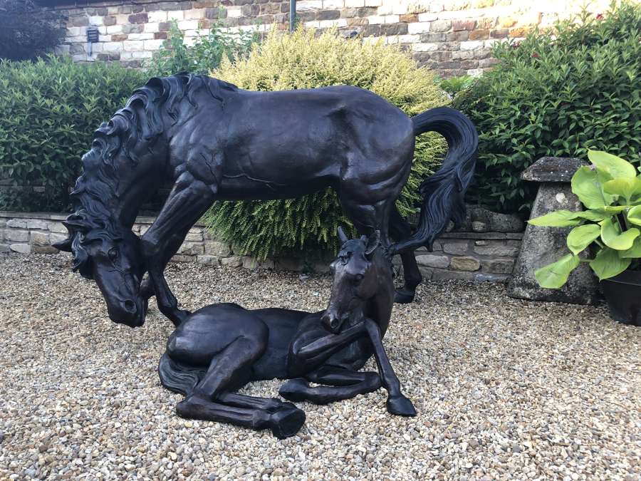 Bronze horse statue - Bronze mare & foal sculpture
