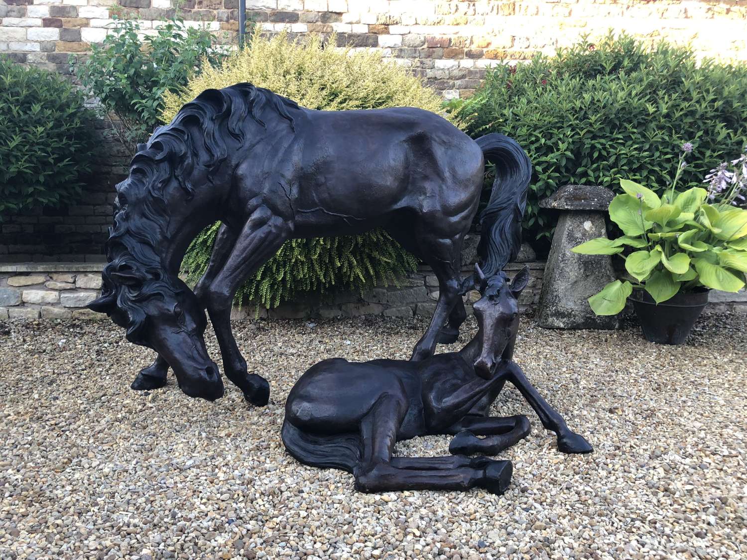 Bronze horse statue - Bronze mare & foal sculpture