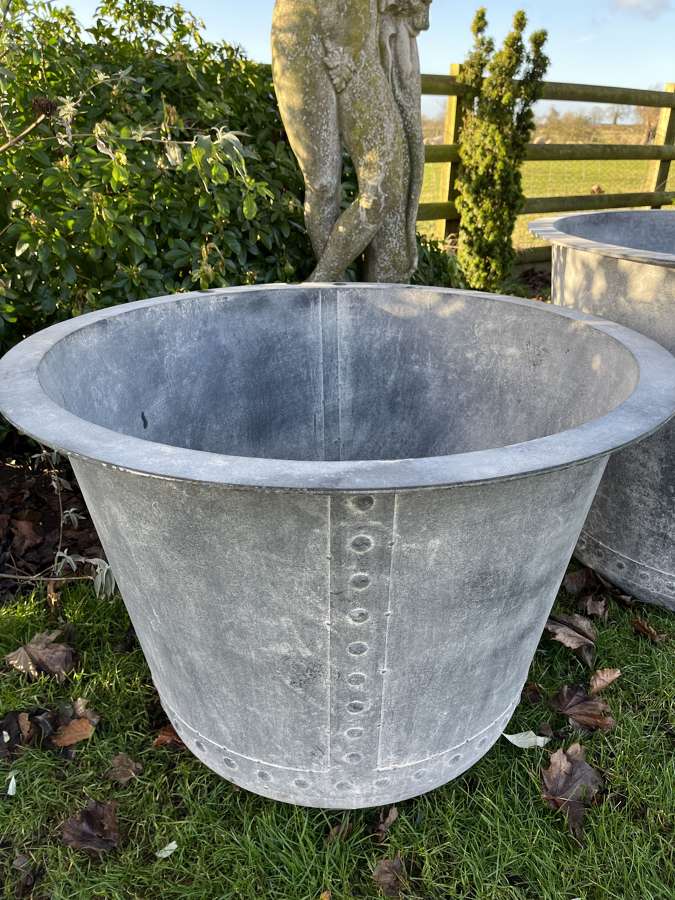 Large Galvanised Iron Planter  - Zinc metal garden pots
