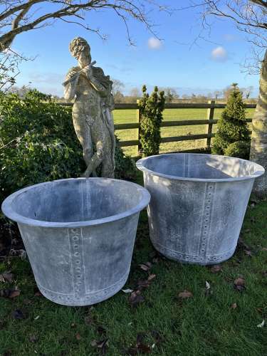 Medium Galvanised Iron Planter - Zinc metal garden pots