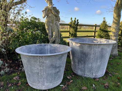 Medium Galvanised Iron Planter - Zinc metal garden pots