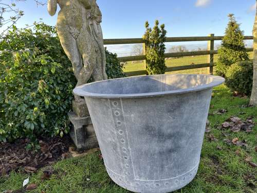 Medium Galvanised Iron Planter - Zinc metal garden pots