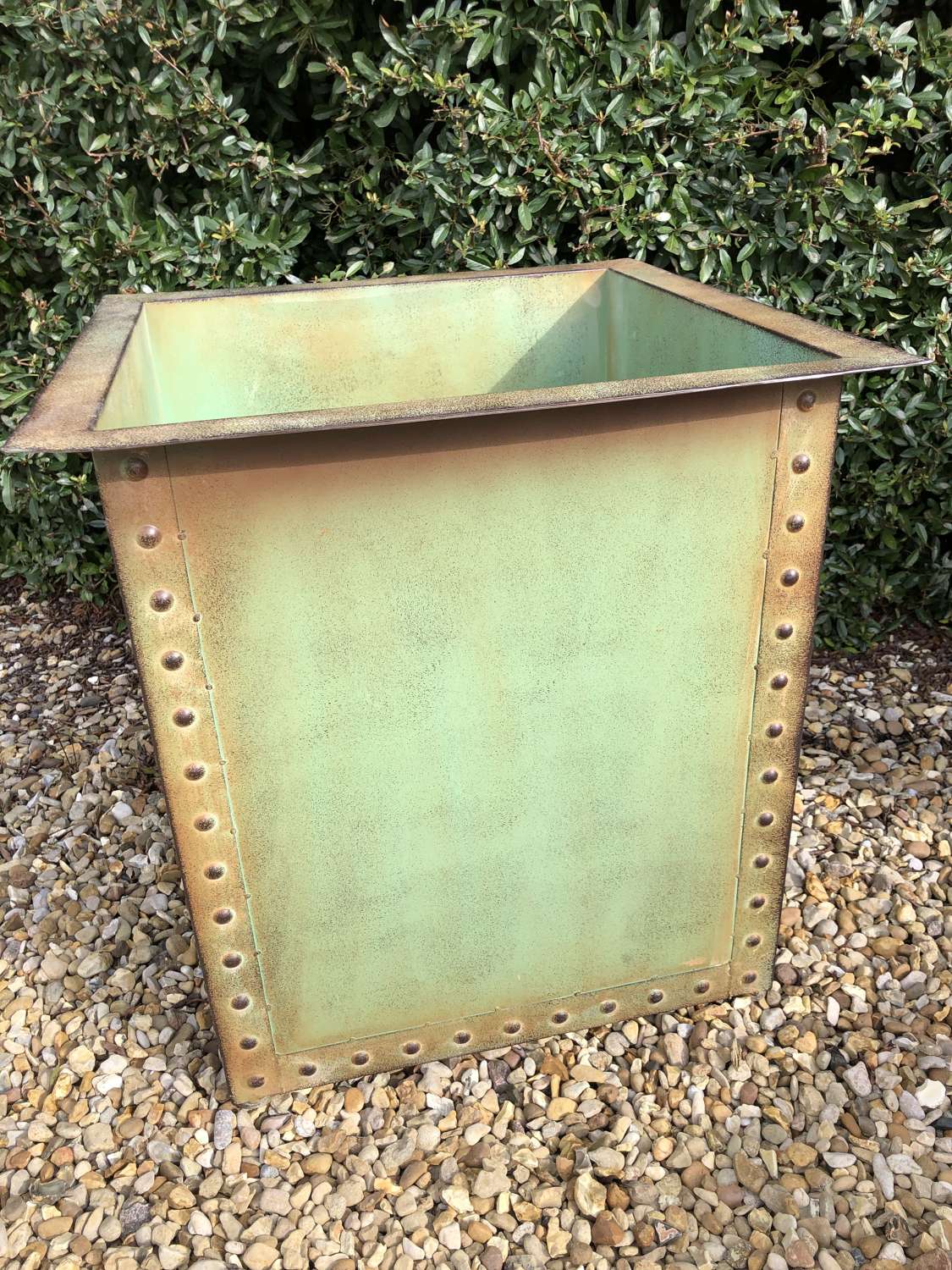 Square Iron Riveted Planters - Iron Tubs - Riveted Planters Green