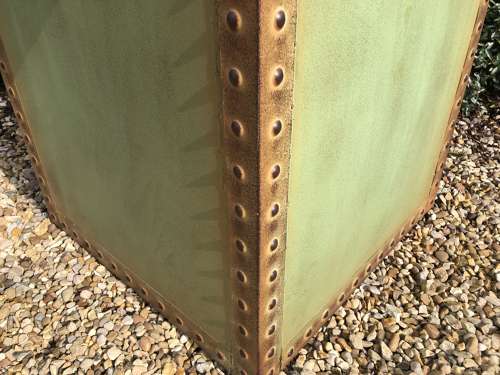 Square Iron Riveted Planters - Iron Tubs - Riveted Planters Green