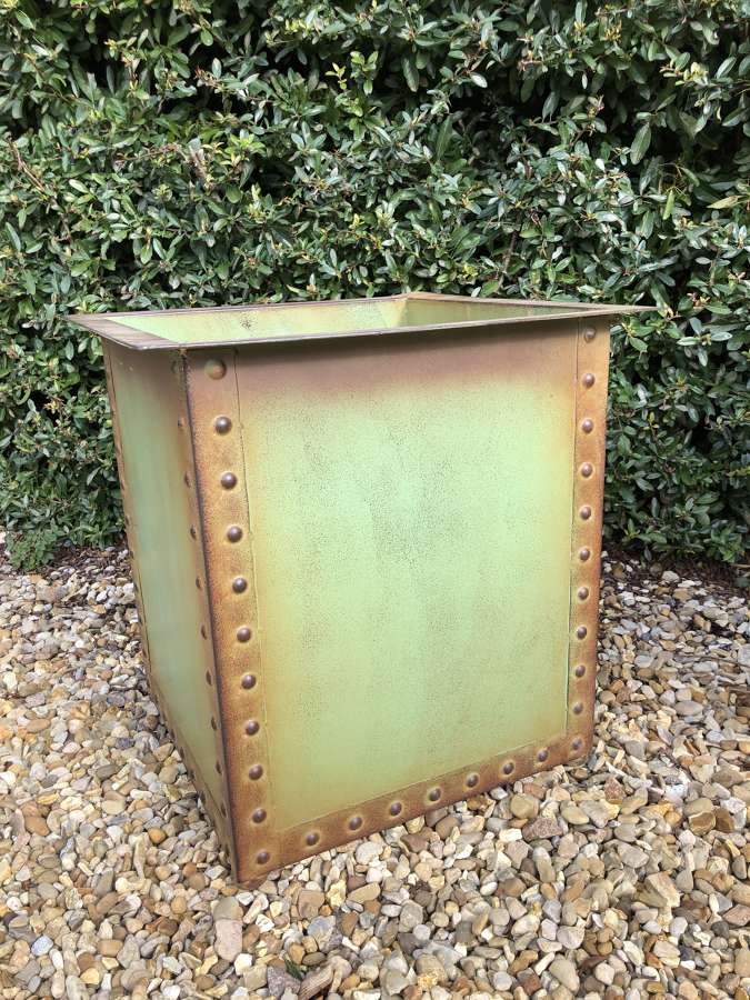 Square Iron Riveted Planters - Iron Tubs - Riveted Planters Green
