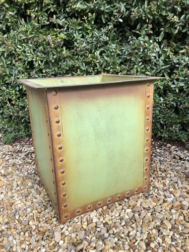 Square Iron Riveted Planters - Iron Tubs - Riveted Planters Green