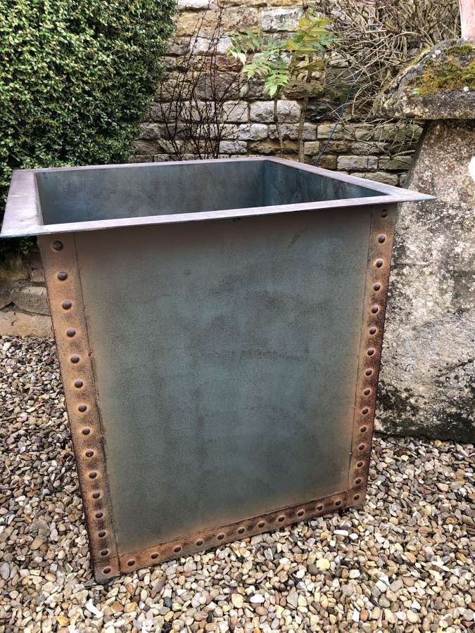 Square Iron Riveted Planters - Iron Tubs - Riveted Planters Blue