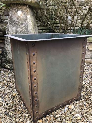 Square Iron Riveted Planters - Iron Tubs - Riveted Planters Blue