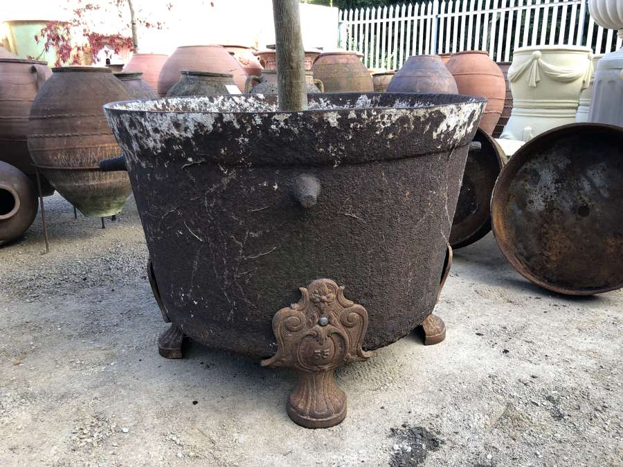 Antique cast iron Cauldron - EX Large Cast Iron Planter