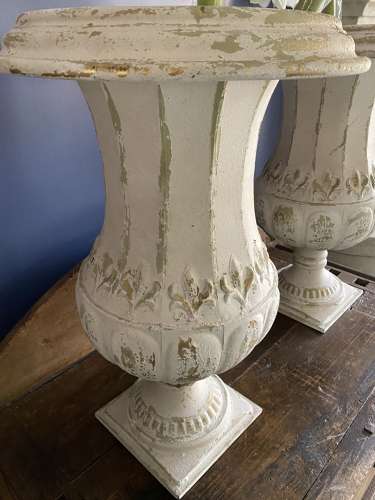 Pair of Light Weight Distressed Indoor Iron Planters