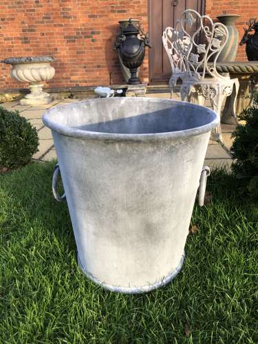 Round Zinc Iron Planter with ring handles 59 cm