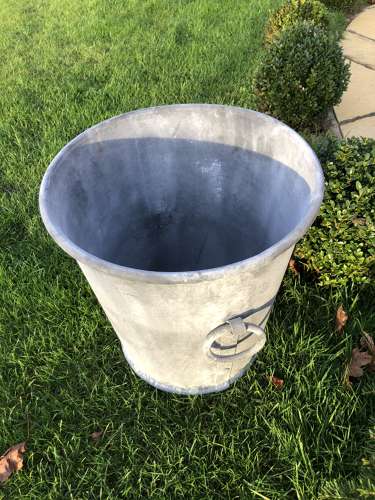 Round Zinc Iron Planter with ring handles 59 cm