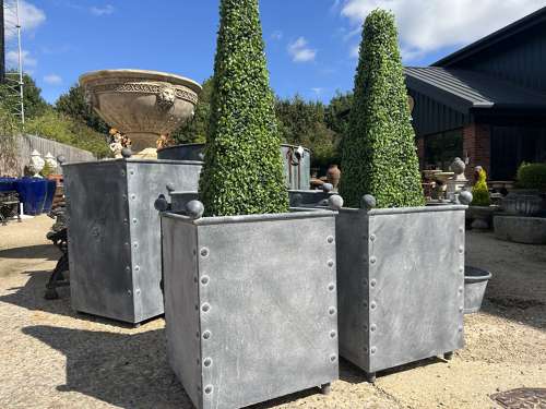 Square Galvanised Metal Planter - Zinc Pots