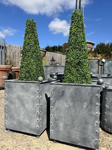 Square Galvanised Metal Planter - Zinc Pots