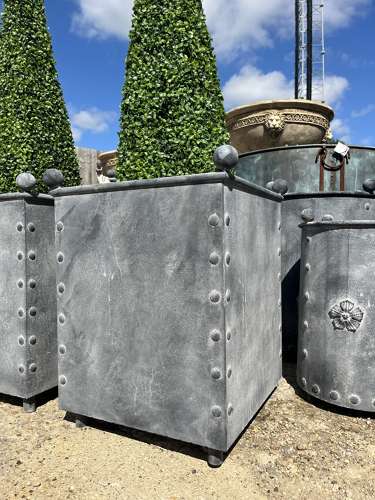 Square Galvanised Metal Planter - Zinc Pots