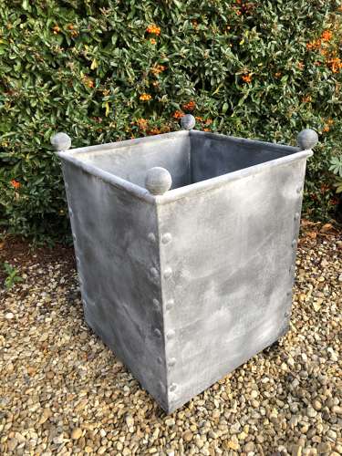 Square Galvanised Metal Planter - Zinc Pots