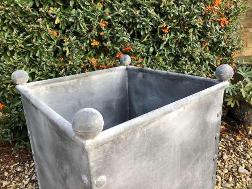 Square Galvanised Metal Planter - Zinc Pots