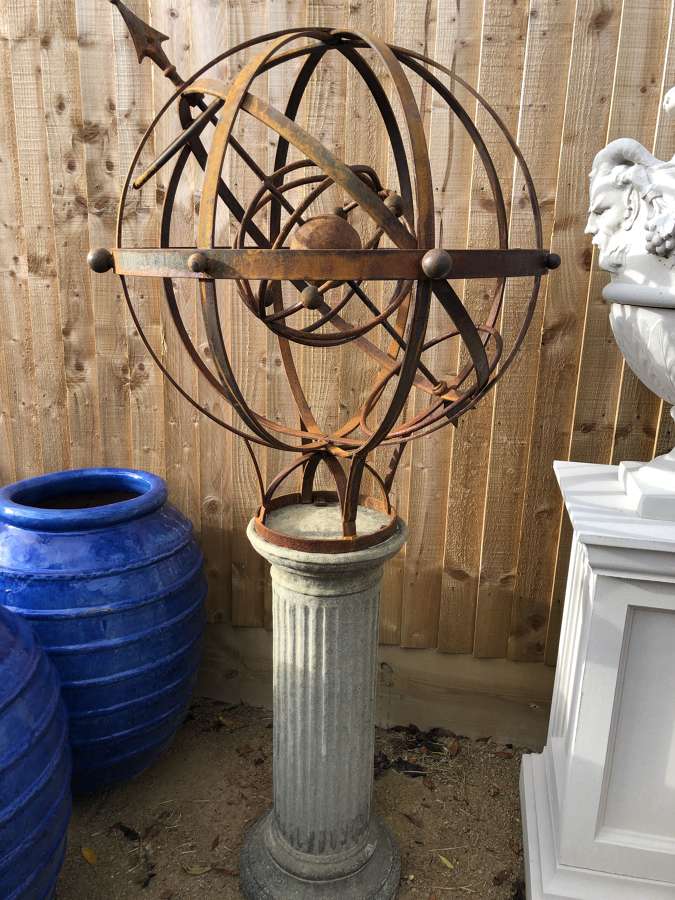 Armillary on stone column