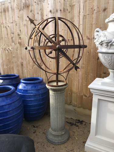 Armillary on stone column