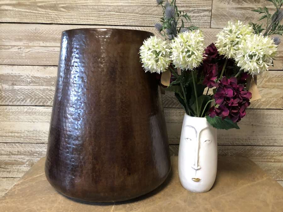 Brass Tower planter - Antique finish brass planter - copper planter