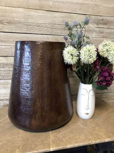 Brass Tower planter - Antique finish brass planter - copper planter