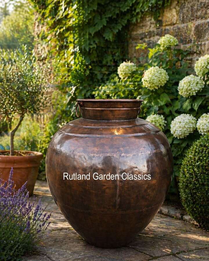 EX LARGE COPPER ALI BABA POT - Copper olive jar shaped pots