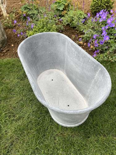 Small Galvanised Bath with Ring Handles - Zinc Planter