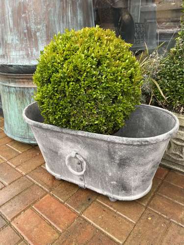 Small Galvanised Bath with Ring Handles - Zinc Planter