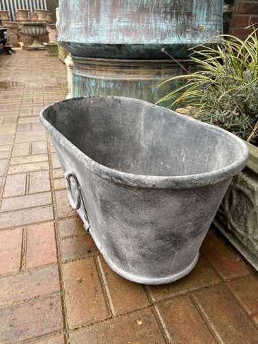 Small Galvanised Bath with Ring Handles - Zinc Planter