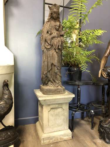 Cast Iron Madonna with child - religious statues to include the plinth