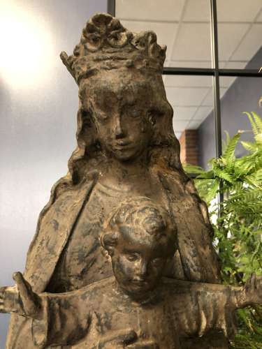 Cast Iron Madonna with child - religious statues to include the plinth