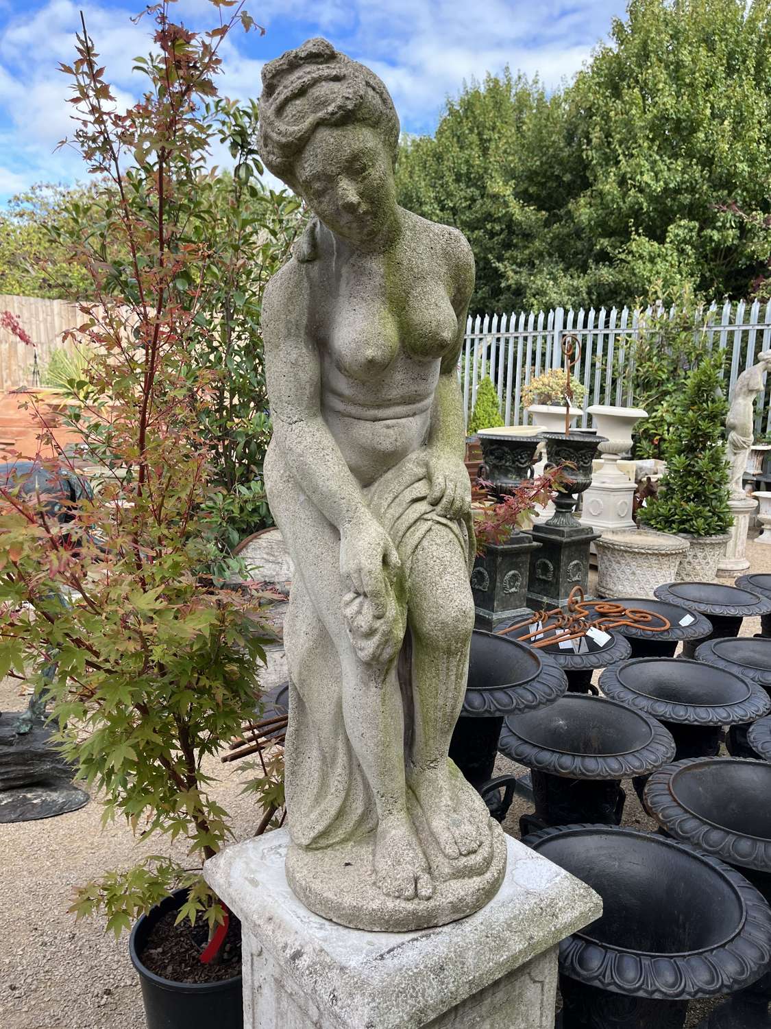 Statue of a Maiden on Plinth 174 cm