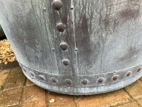 Large Copper Effect Iron planter - Verdi Green Riveted Planter