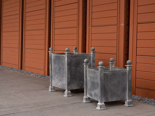 Galvanised Planter with ball finials - Versailles Zinc garden planter