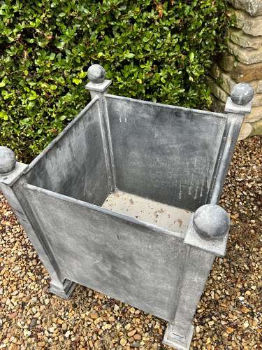 Galvanised Planter with ball finials - Versailles Zinc garden planter