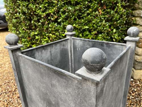 Galvanised Planter with ball finials - Versailles Zinc garden planter