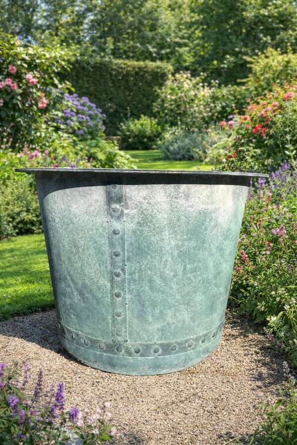 Medium Verdigris Iron Planter - Heavy duty - copper look planter
