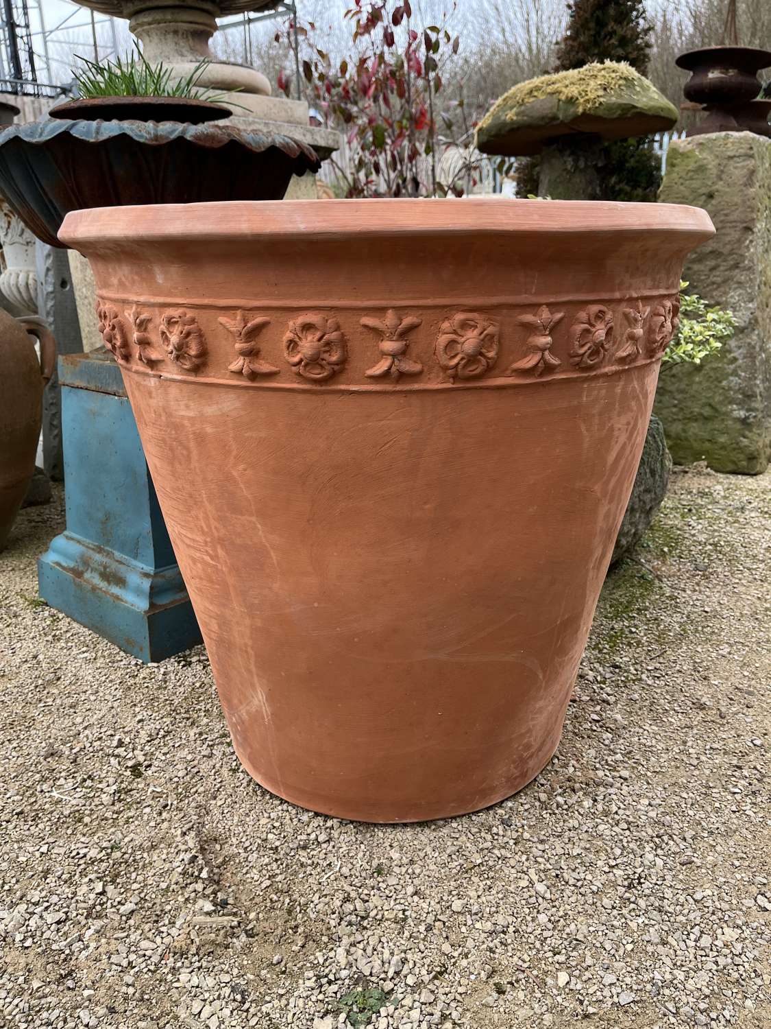 Tall Decorated Terracotta Pot - Italian terracotta pots 62 cm tall