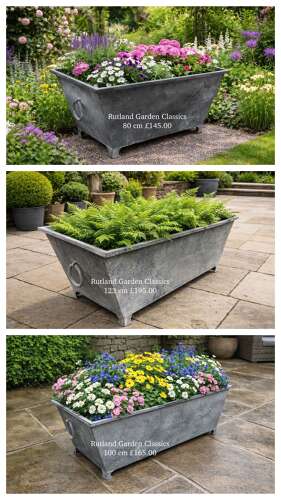 Galvanised Trough - Zinc Planter with ring handles 123 cm