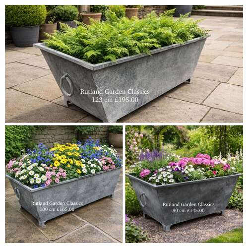 Galvanised Trough - Zinc Planter with ring handles 123 cm