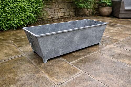Galvanised Trough - Zinc Planter with ring handles 123 cm