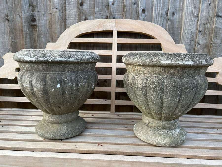 Pair of Stone Urns  - Grandon Fres stone urns