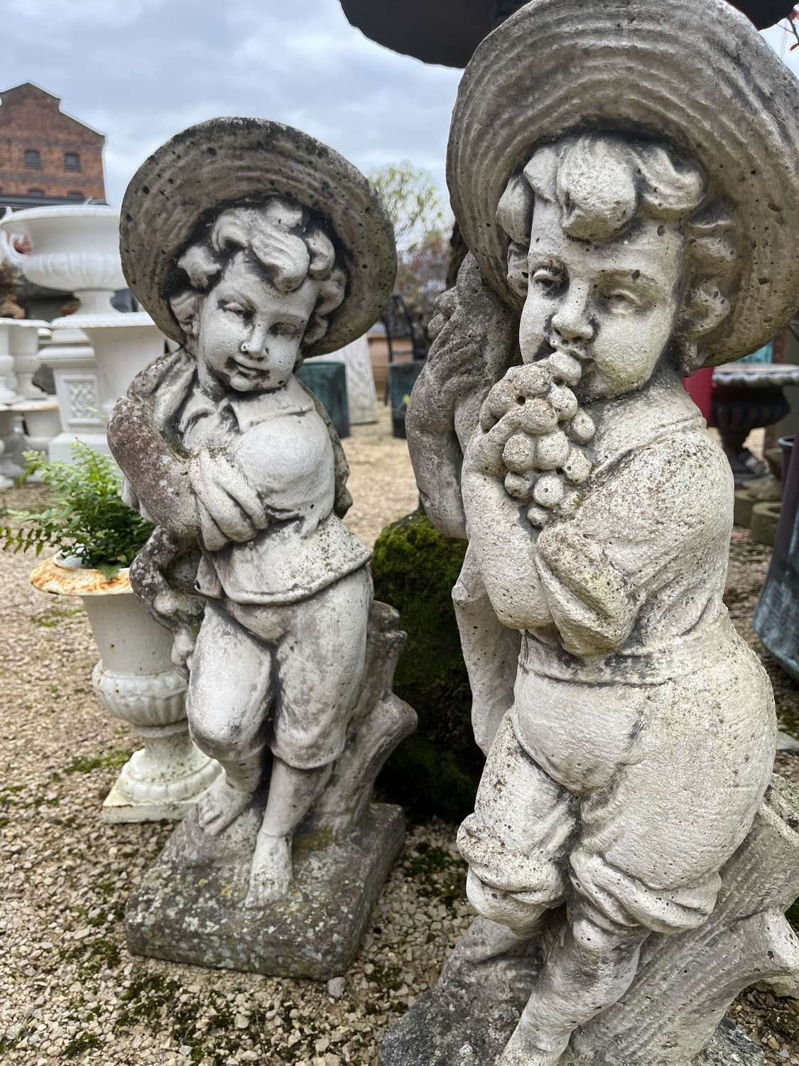 Pair of vintage children statues - garden statues