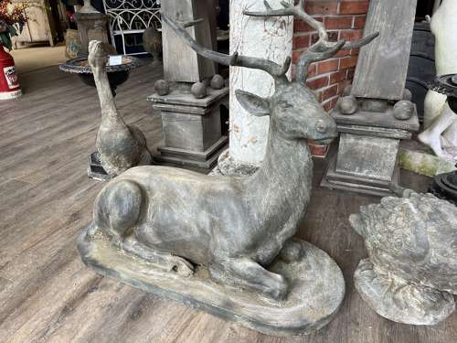 Cast Iron Laying Stag - Garden Deer