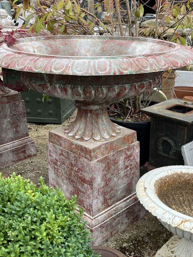 Cast iron Tazza urn & plinth - cast iron urns