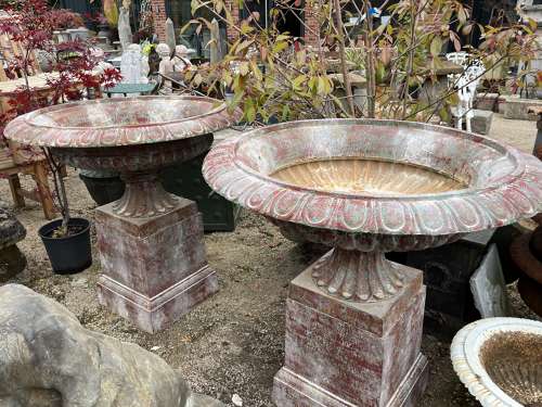 Cast iron Tazza urn & plinth - cast iron urns