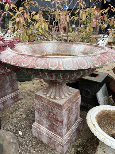 Cast iron Tazza urn & plinth - cast iron urns