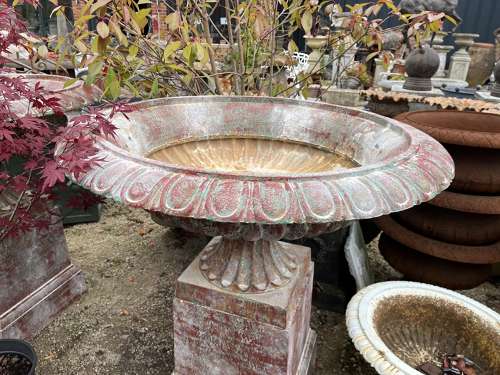 Cast iron Tazza urn & plinth - cast iron urns